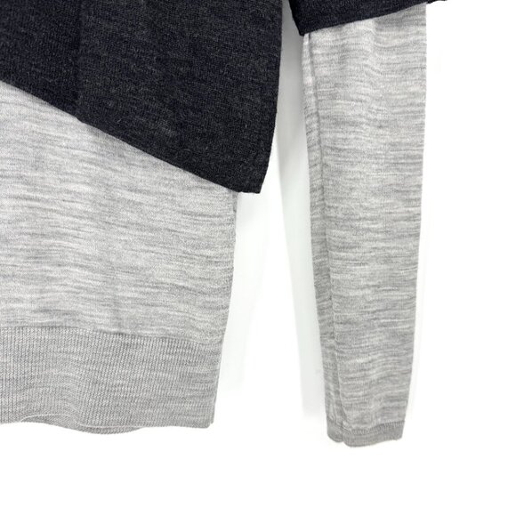 Duffy Knit Pullover Mock Neck Two Tone Sweater Charcoal and Light Grey Small - Picture 4 of 5
